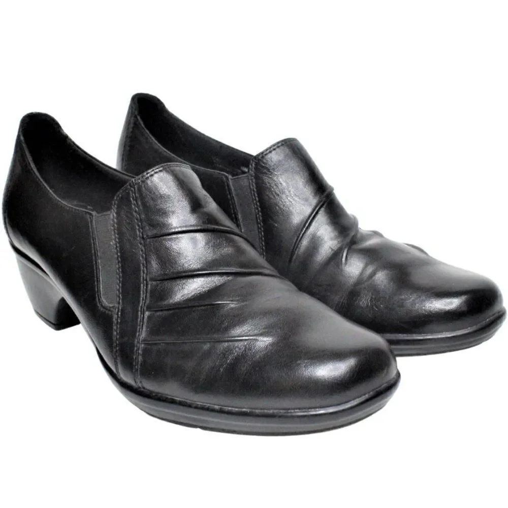 CLARKS Leather Bootie Slip-on Partridge Pleated Round Toe Style 89487 Size 9.5